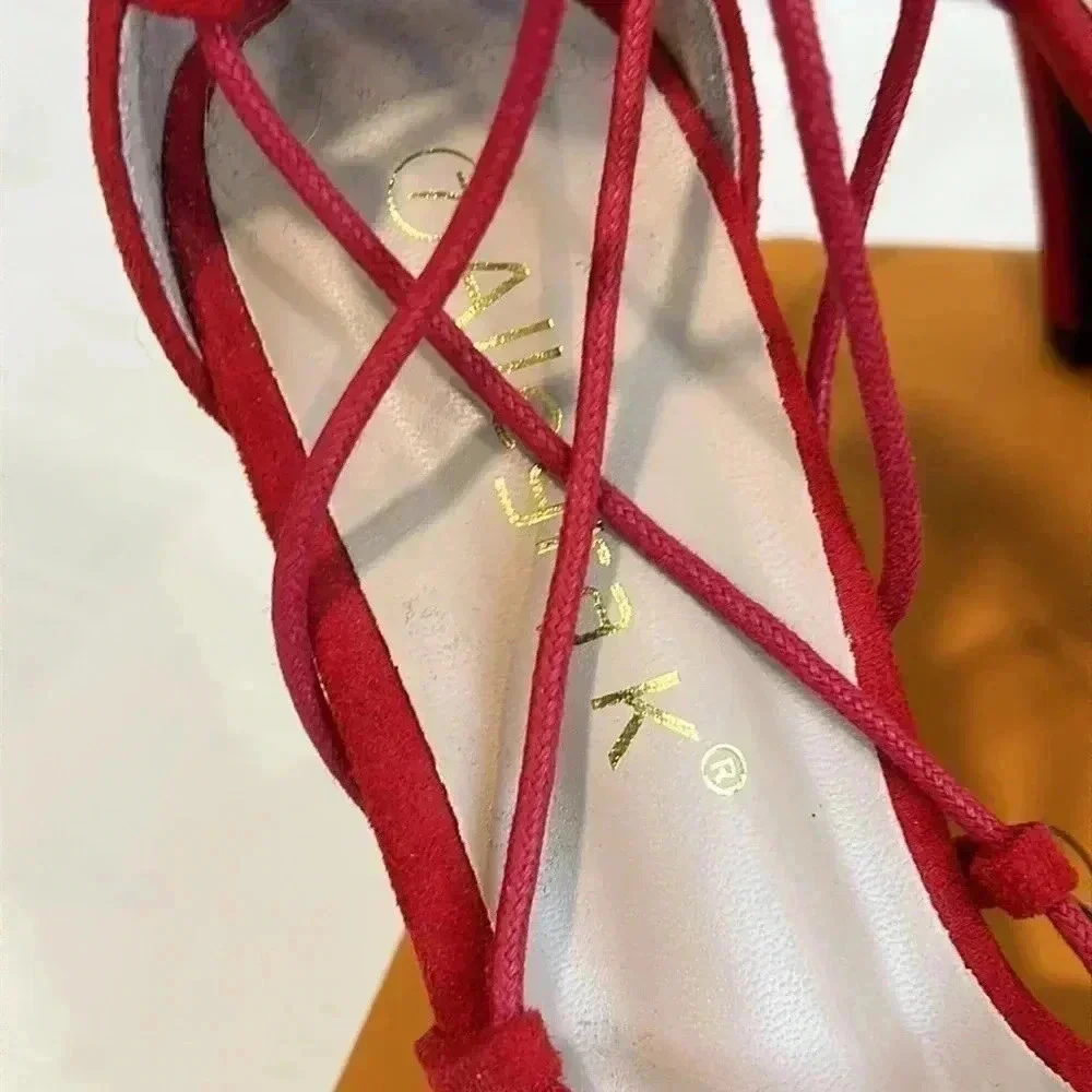 Allegra K Women's Platform Stiletto Heels Lace Up Sandals